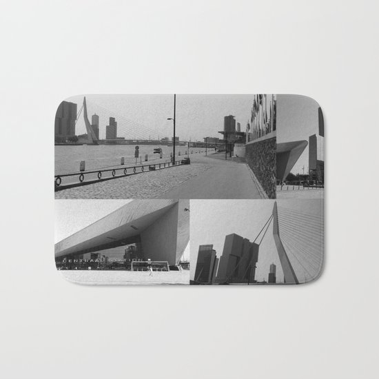 Photo collage Rotterdam 4 in black and white Bath Mat