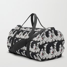 Glamour Vibe Red Lips and Purple Eyes Portrait Silhouette Duffle Bag