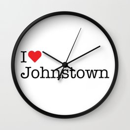 I Heart Johnstown, NE Wall Clock | White, Love, Heart, Johnstown, Graphicdesign, Ne, Typewriter, Nebraska, Red 