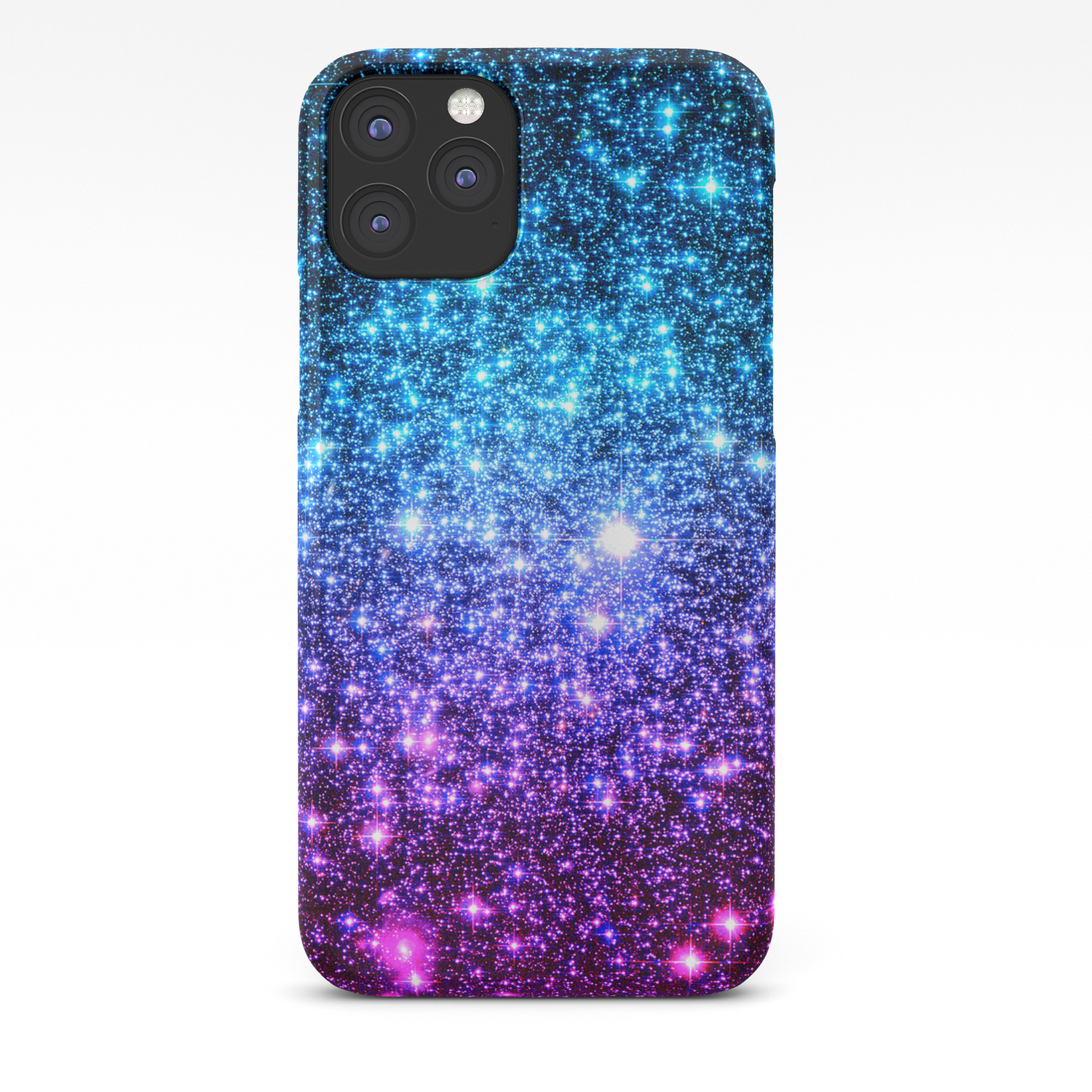 Glitter Galaxy Stars : Turquoise Blue Purple Hot Pink Ombre iPhone 