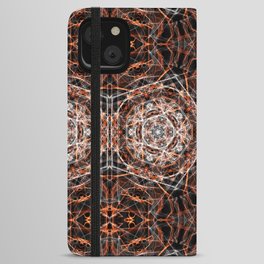 Liquid Light Series 56 ~ Orange & Grey Abstract Fractal Pattern iPhone Wallet Case