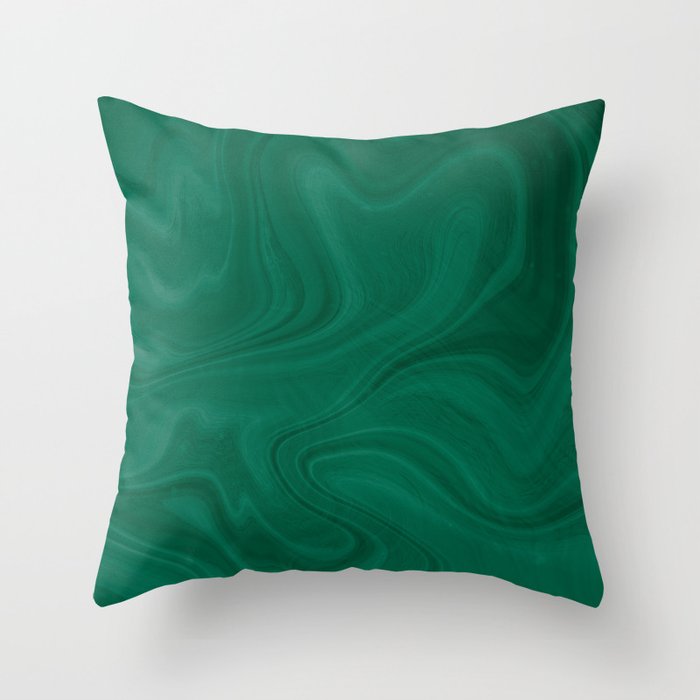 Swirl Marble (emerald green) Throw Pillow