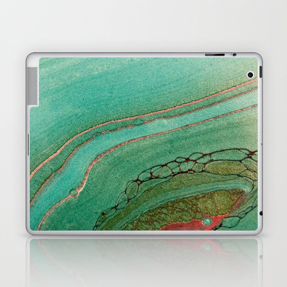 teal gold and pink acrylic agate Laptop & iPad Skin