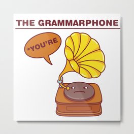 The Grammarphone - Funny Gramophone Wordplay Metal Print | Dictionary, Wordplay, Literary, Grammar, Book, Oxford, Mistake, School, English, Writing 