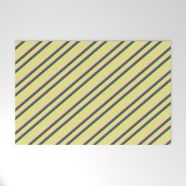 [ Thumbnail: Tan, Dark Orchid & Green Colored Lined/Striped Pattern Welcome Mat ]