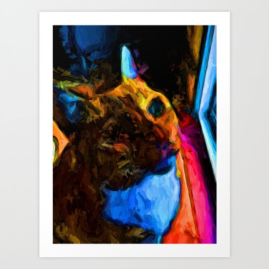 Orange Cat with some Orange and Pink Art Print