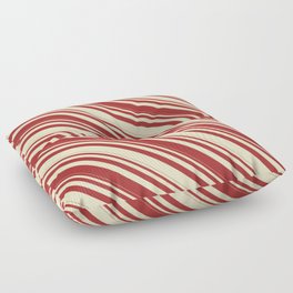 [ Thumbnail: Brown & Bisque Colored Lined Pattern Floor Pillow ]