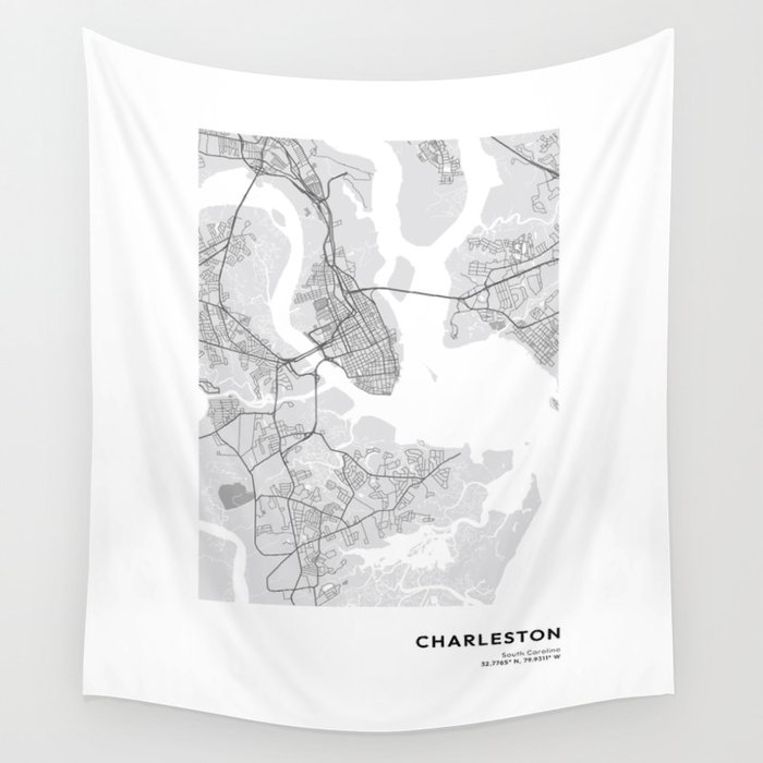 Charleston South Carolina Map, Charleston Map, Minimalist Map