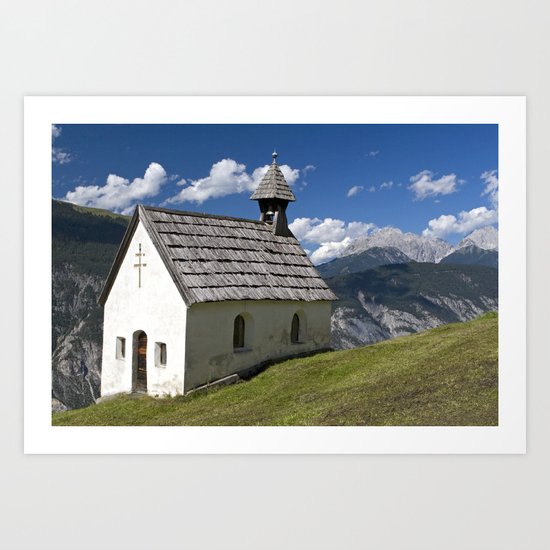 Mountain Chapel - Tirol Art Print