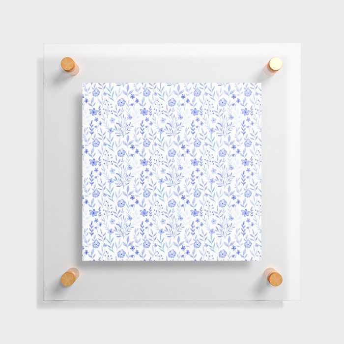Watercolor blue flower pattern Floating Acrylic Print