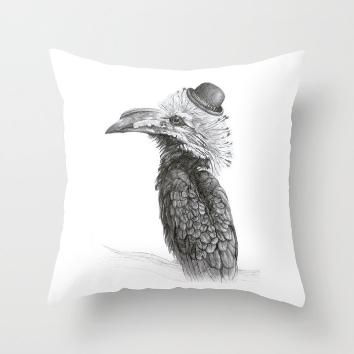Fancy Hornbill Throw Pillow