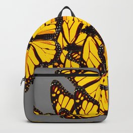 YELLOW MONARCH STYLE BUTTERFLIES ON GREY ART Backpack