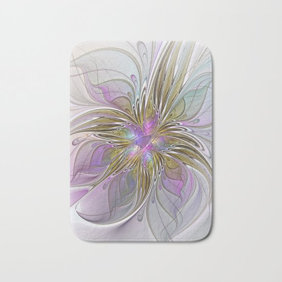 Flourish, Abstract Fractal Art Flower Bath Mat