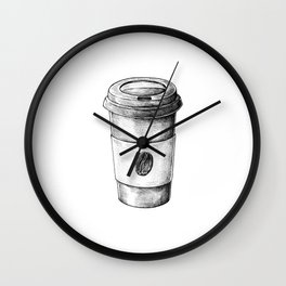 Coffee To Go Hand Drawn Wall Clock