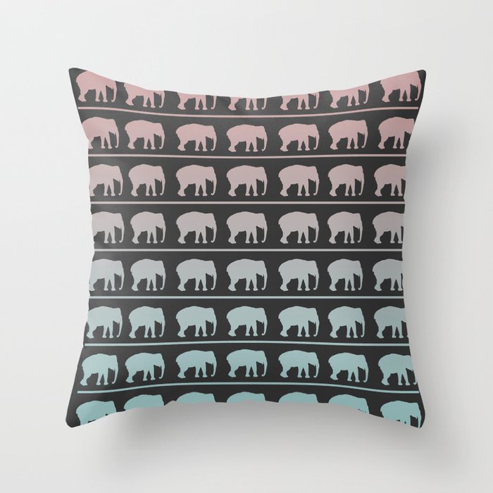Elephants Marching Pattern Throw Pillow