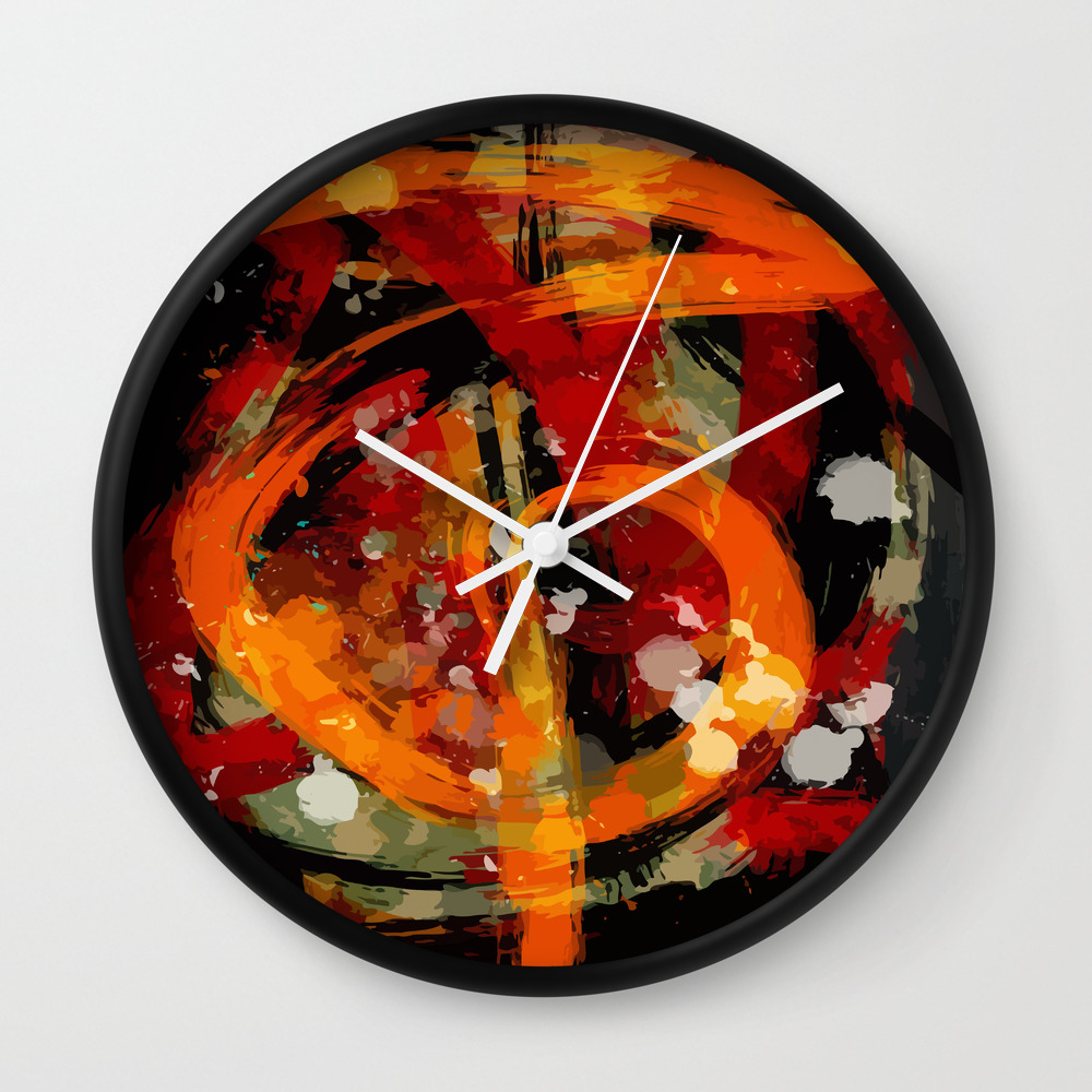 Into The Dragon Abstract Art Wall Clock By Emmanuelsignorino