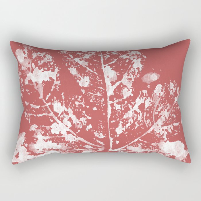 Fig Leaf Print in Red Rectangular Pillow