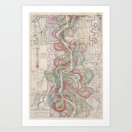 Harold N. Fisk Plate 22-09 Mississippi River Meander Belt Art Print