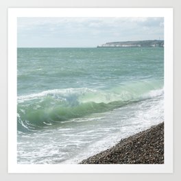 Square turquoise waves on the beach art print - surf coastal summer travel photography Art Print