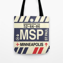 MSP Minneapolis • Airport Code and Vintage Baggage Tag Design Tote Bag