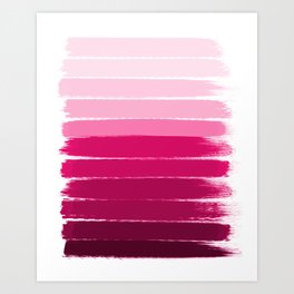 Mola - ombre painting bruskstrokes tonal gradient art pink pastel to hot pink decor Art Print