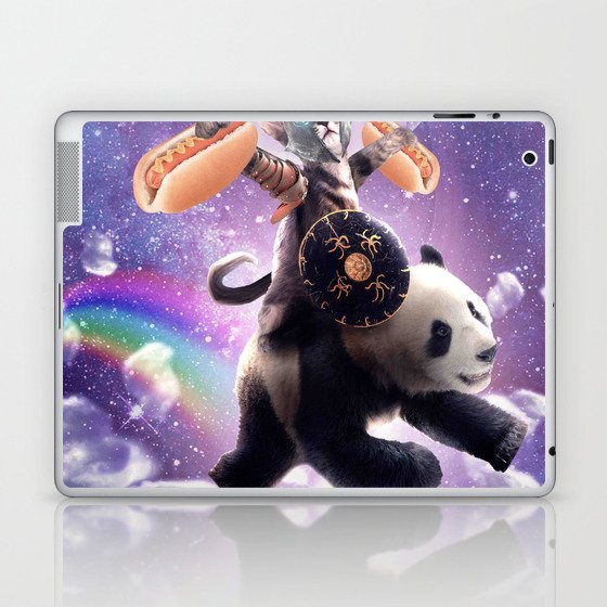 Lazer Warrior Space Cat Riding Panda With Hotdog Laptop & iPad Skin