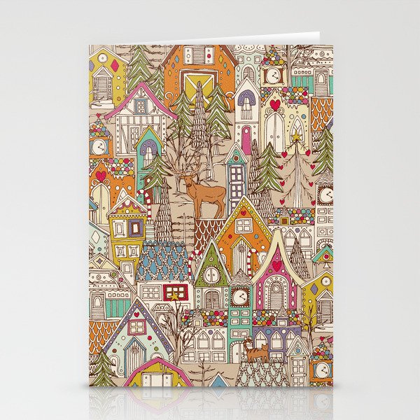 vintage gingerbread town Stationery Cards