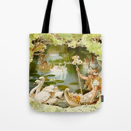 “The Fairy Lake” by E S Hardy Tote Bag | Elves, Illustrator, Collage, English 
