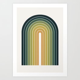 Gradient Arch XXVI Green Tones Mid Century Modern Rainbow Art Print
