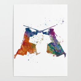 watercolor kendo match Poster