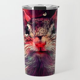 Squirrel with Nuts in Mouth Cartoon Drawing Travel Mug
