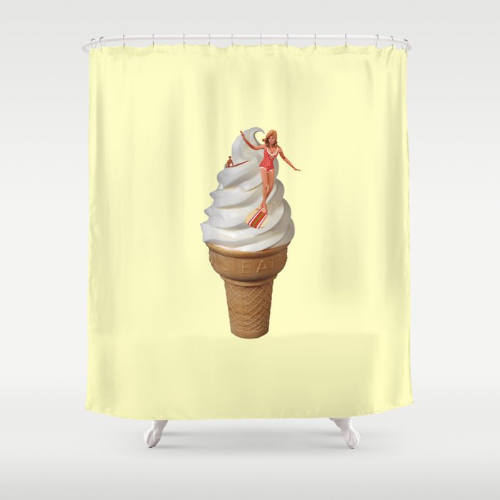 sweet surf 2 yellow Shower Curtain