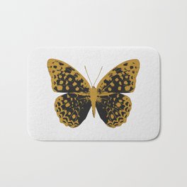 Black Butterfly Bath Mat | Painting, Hippie, Animal, Abstract, Bohemian, Foil, Black, Nature, Botanical, Insect 