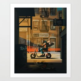 Delivery guy on the streets of New York Art Print