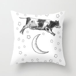Cow Jumping Over The Moon Throw Pillow