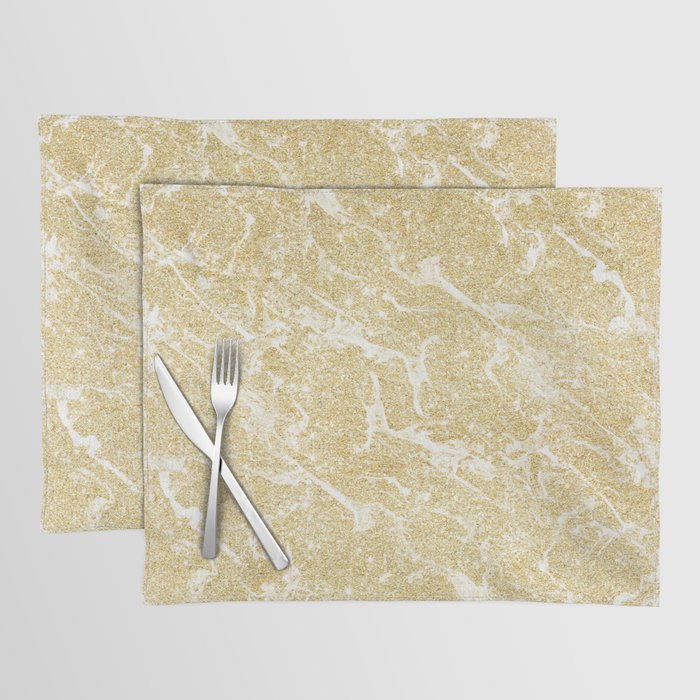 Modern faux gold glitter stylish marble effect Placemat by Audrey