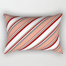 [ Thumbnail: Dim Gray, Dark Salmon, Maroon & White Colored Lines/Stripes Pattern Rectangular Pillow ]