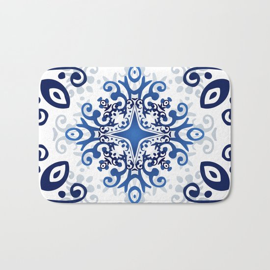 Blue Decorative Design Bath Mat