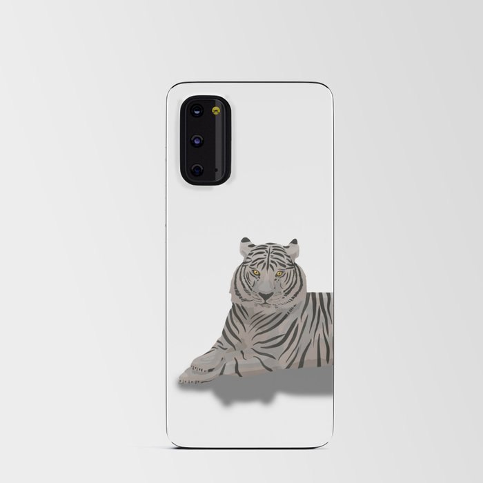 digital painting of a white tiger lying down and watching Android Card Case