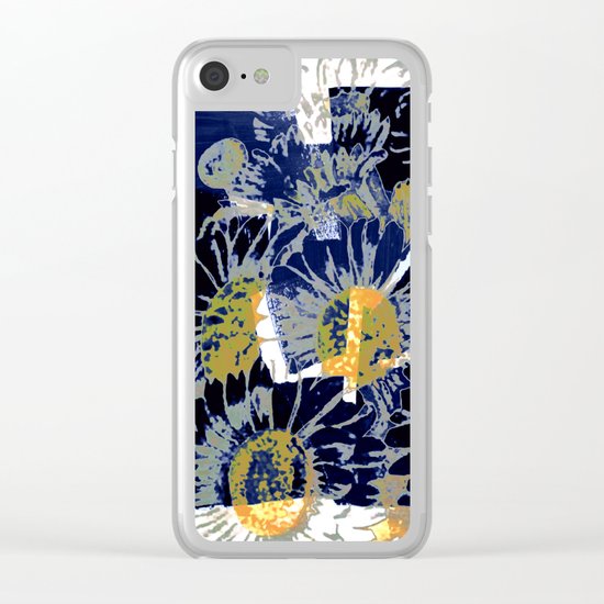 daisies on astract bakground Clear iPhone Case