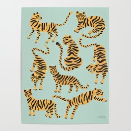 Tiger Collection – Mint & Orange Poster
