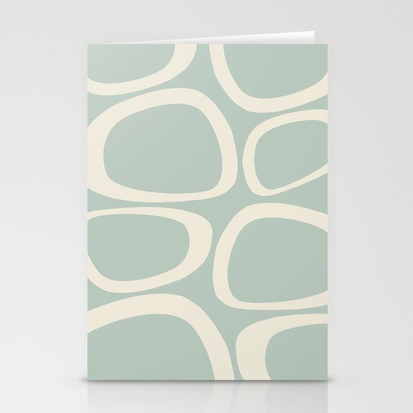 Mid Century Modern Funky Ovals Pattern Aqua and Cream Stationery Cards