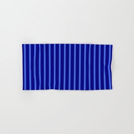 [ Thumbnail: Blue & Royal Blue Colored Striped/Lined Pattern Hand & Bath Towel ]