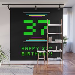 [ Thumbnail: 37th Birthday - Nerdy Geeky Pixelated 8-Bit Computing Graphics Inspired Look Wall Mural ]