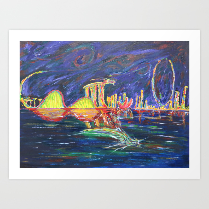 Singapore Dragon Skyline Art Print By Wabyanko Society6