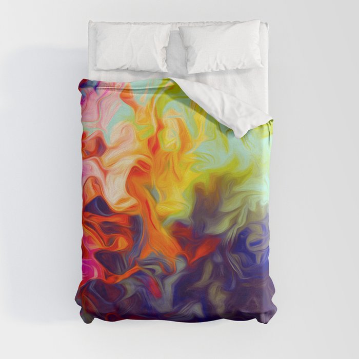 Surreal Smoke Abstract In Multicolor Duvet Cover