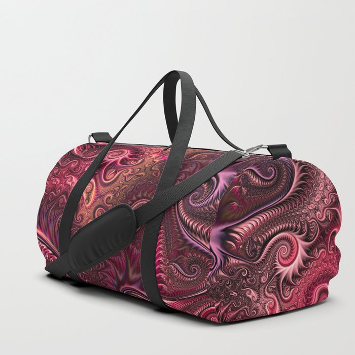 Abstract Colorful Burgundy & Carmine Spiral Pattern Duffle Bag