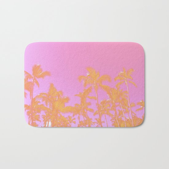Pink Pastel palms Bath Mat