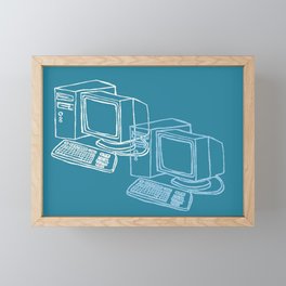 Blue Computer Framed Mini Art Print