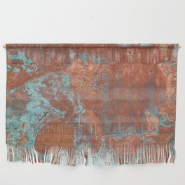 Tarnished Metal Copper Aqua Texture - Natural Marbling Industrial Art  Wall Hanging